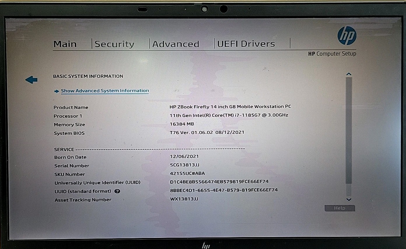 HP ZBook Firefly G8, Intel Core i7-1185G7 @ 3GHz, 16GB RAM, NO SSD, NO OS *READ*