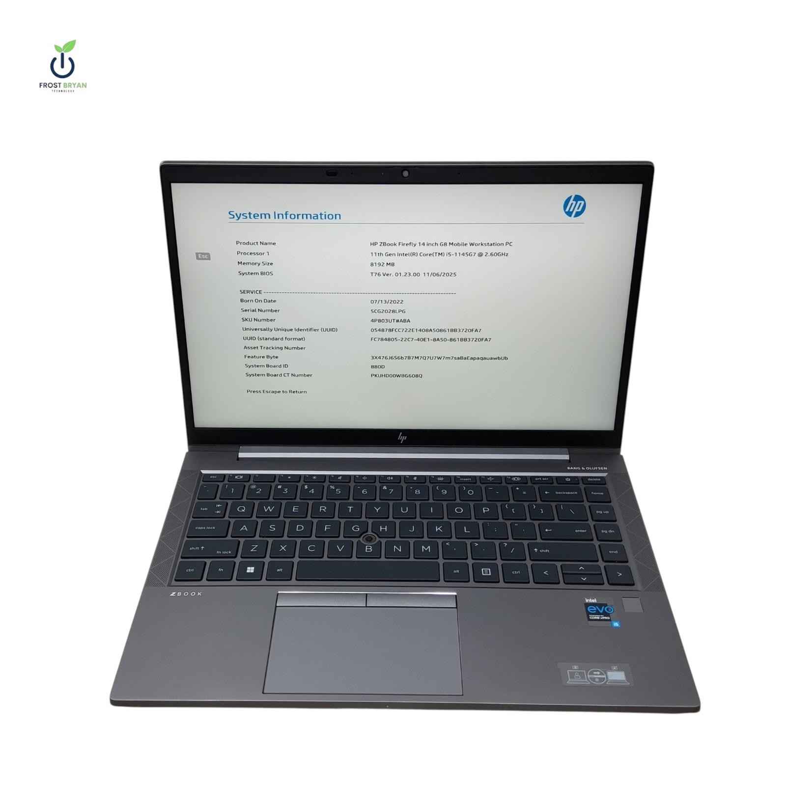 HP ZBOOK FIREFLY 14 G8 i5-1145G7 8GB No SSD/OS Grade D [DEFECTIVE]