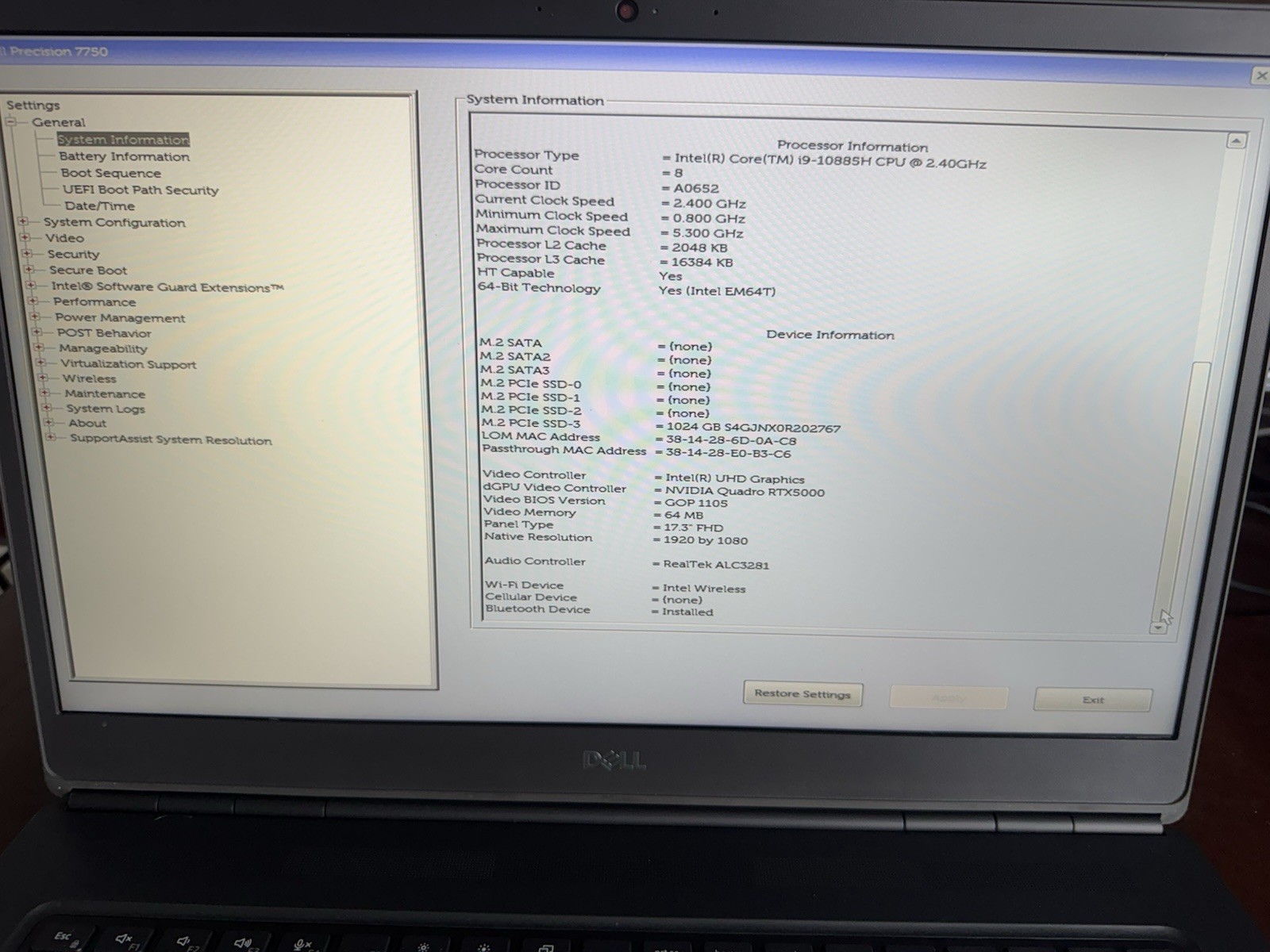 Dell Precision 7750 17.3″ i9 80GB RAM 1TB SSD RTX 5000 Workstation w/ 240W Charg