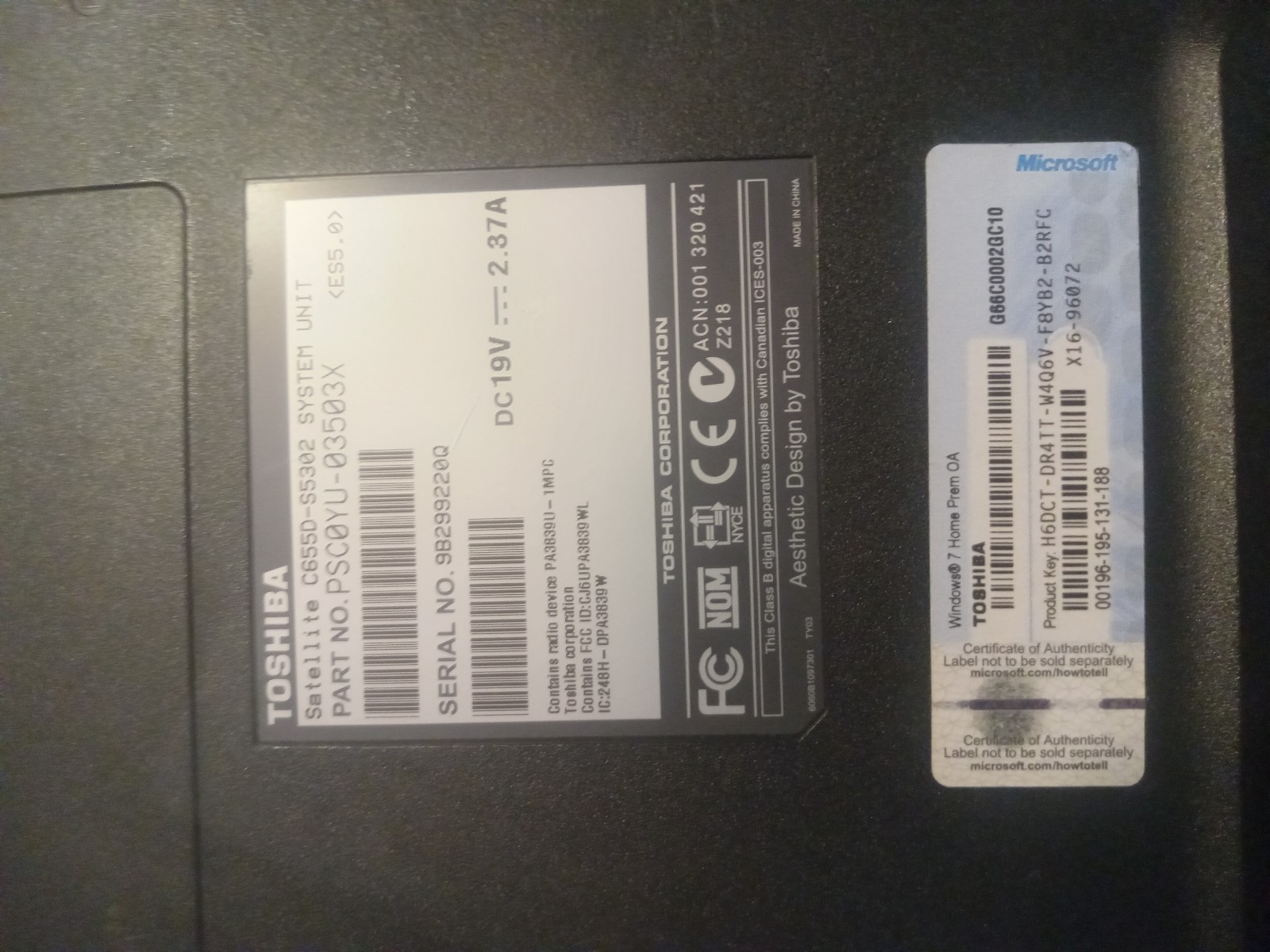 Toshiba Satellite C655D-S5302 AMD E-300 1.3GHz 6 GB Working