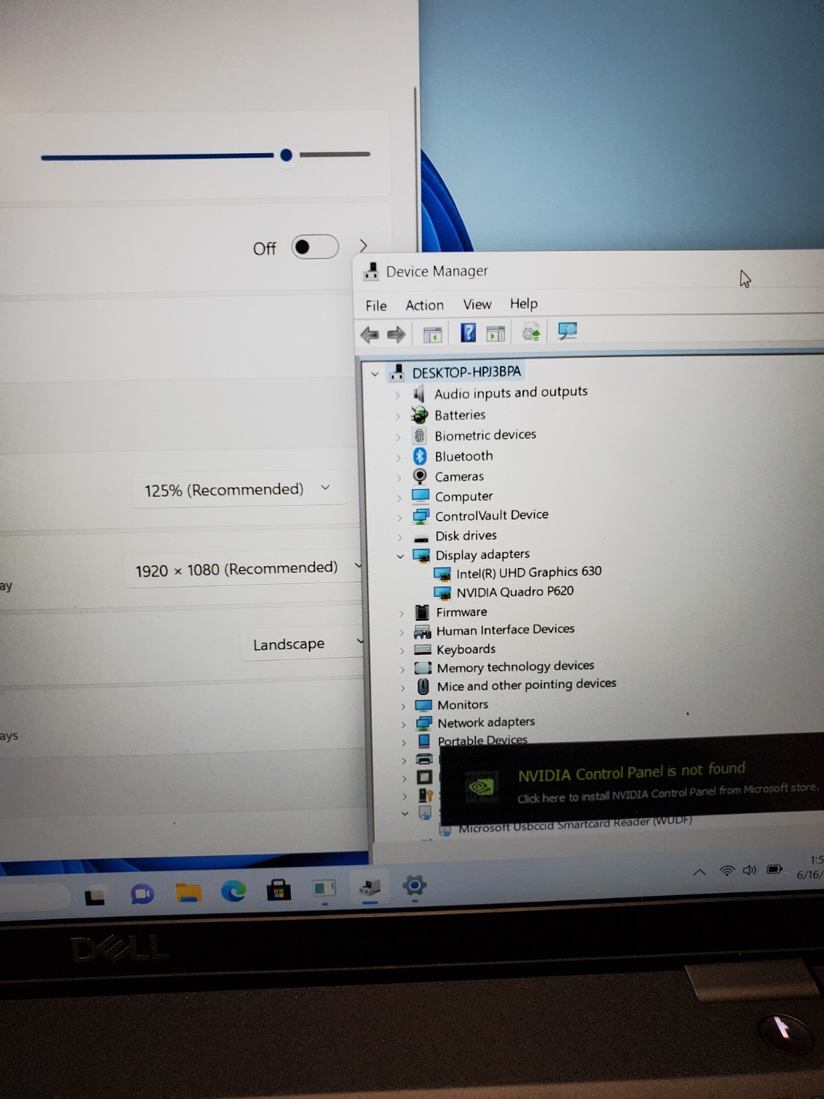 Dell Precision 3541 15.6 i7-9850H 2.60GHz 16GB 256GB SSD Quadro P620 Win11 #69