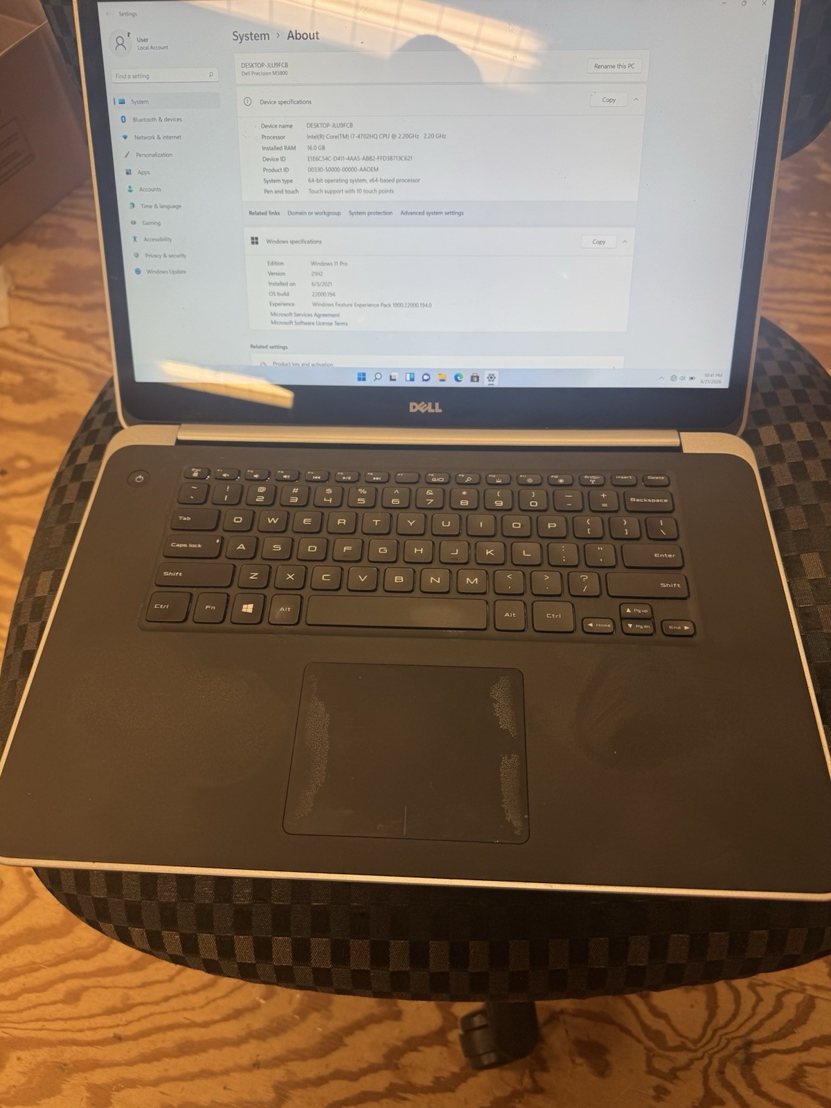Dell Precision M3800 15.6″ i7-4702HQ 16GB 250GB SSD Touch Win 11 Pro