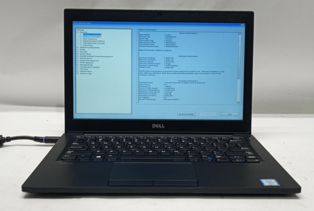 Dell Latitude 7280 i5-6300U VPRO@2.40GHZ 8GB RAM NO HDD/NO OS/NO BATTERY WH703