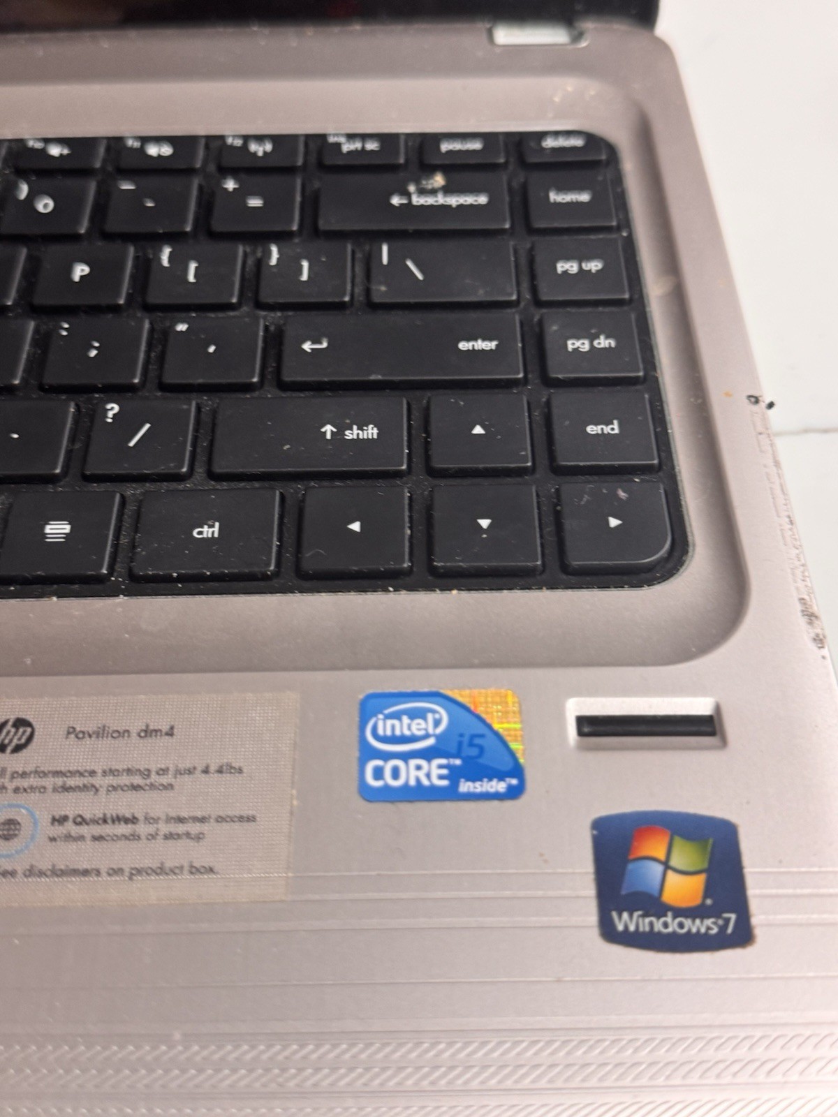 HP Pavilion dm4-1265dx Intel Core i5 14″ Windows 7 Silver Webcam Fingerprint