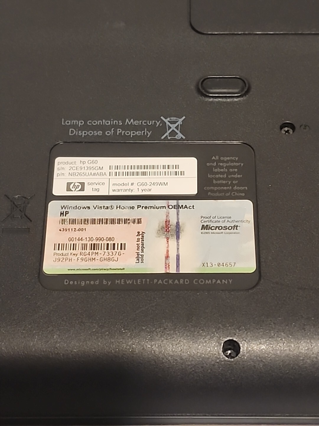 HP G60 249 Laptop AMD Athlon X2 NVIDIA Damaged Screen For Parts / Repair Works