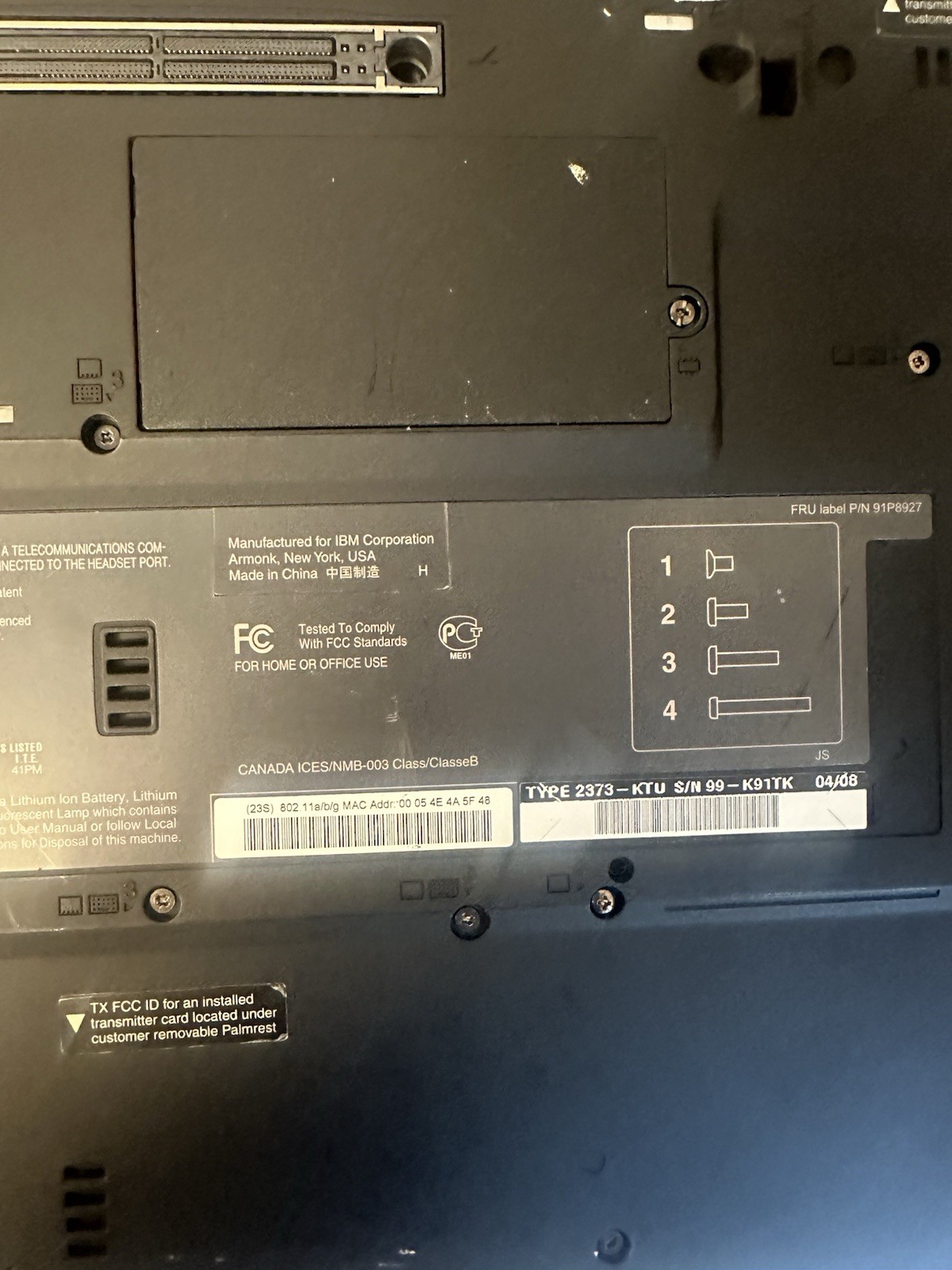 IBM ThinkPad T42p Type 2373 Laptop Intel Pentium M Windows XP Vintage Untested