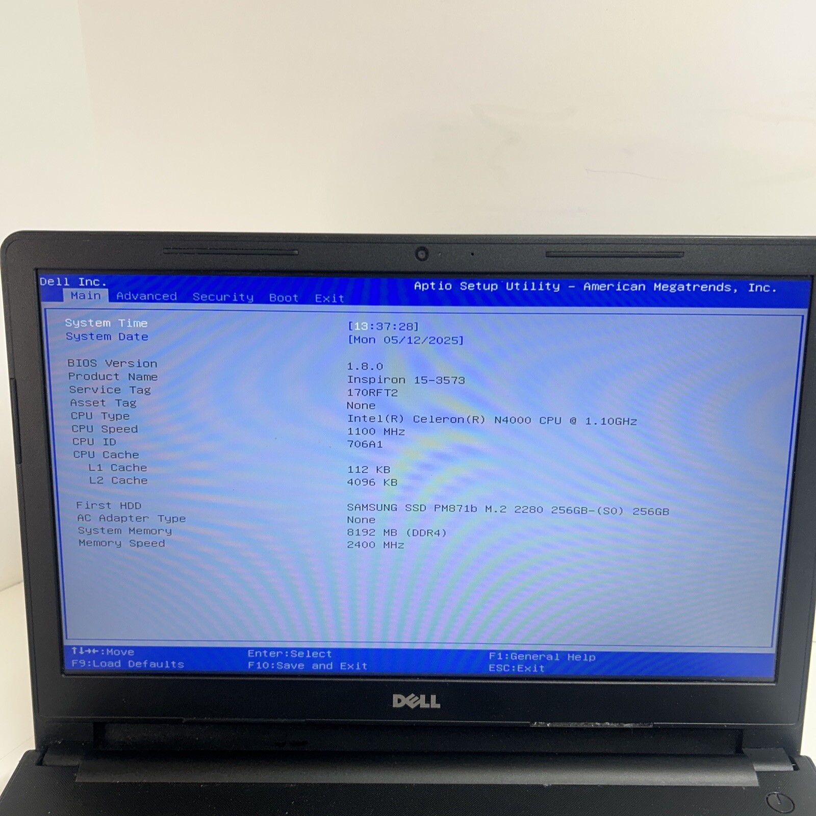 Dell INSPIRON 15 3573 15.6″ Intel Celeron N4000 8GB RAM 256GB SSD Win10Pro