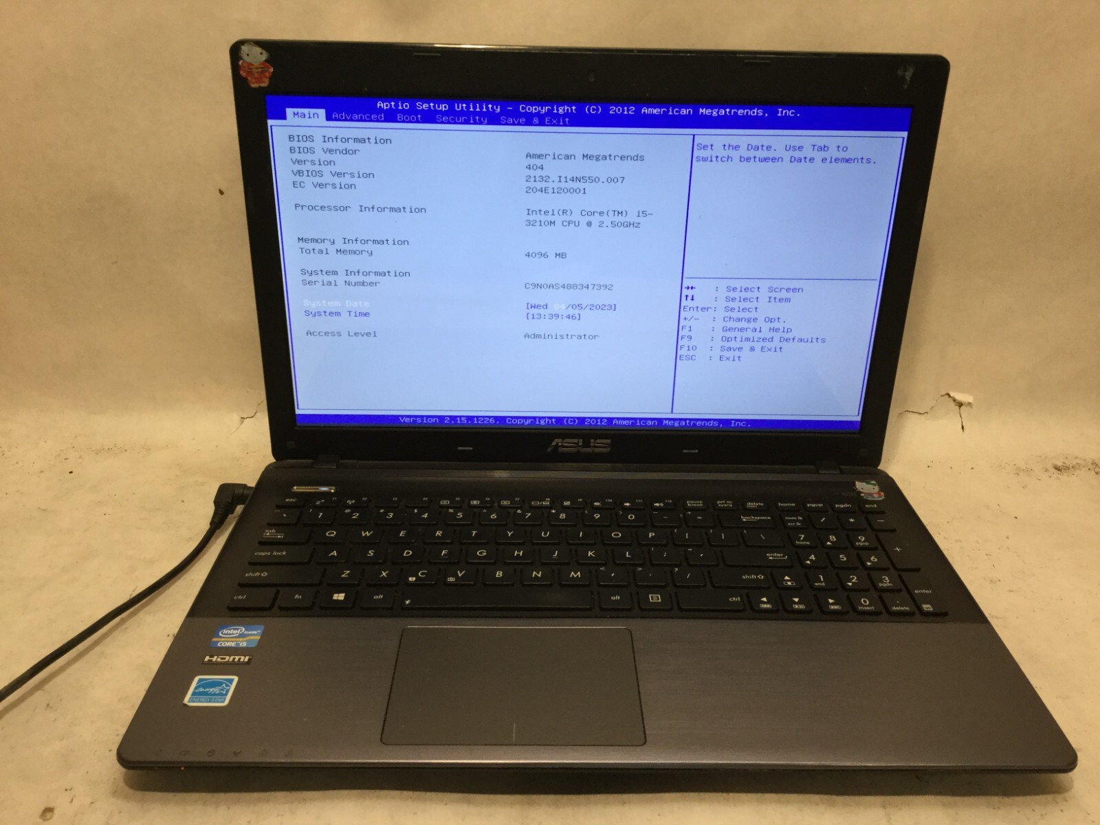 ASUS K55A / Intel Core i5-3210M @ 2.50GHz / (MISSING PARTS!) -MR