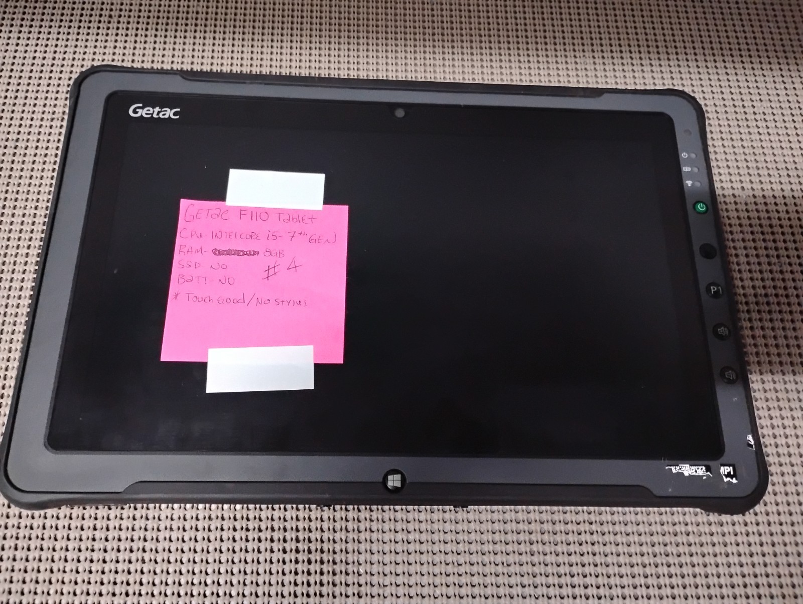 GETAC F110 INTEL CORE I5 7TH GEN 8GB RAM NO HD/BATTERY OR POWER CORD PARTS ONLY