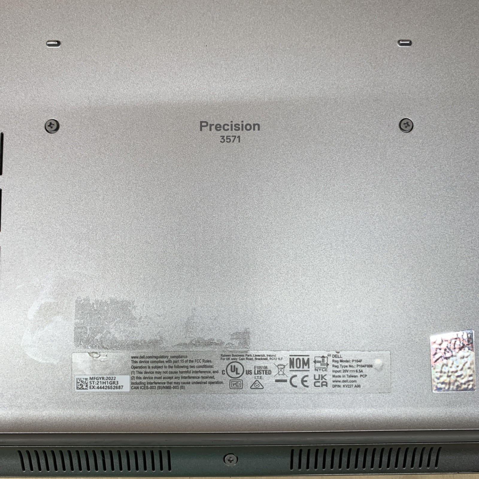 Dell Precision 3571 Intel i9-12900H 16GB RAM No SSD/OS NVIDIA RTX A10000 *READ*