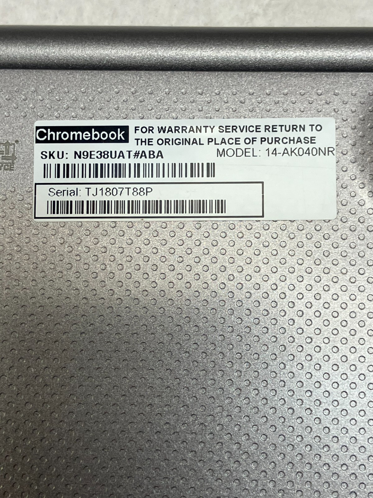 HP 14-AK040NR Chromebook Intel Celeron N2840 for Parts
