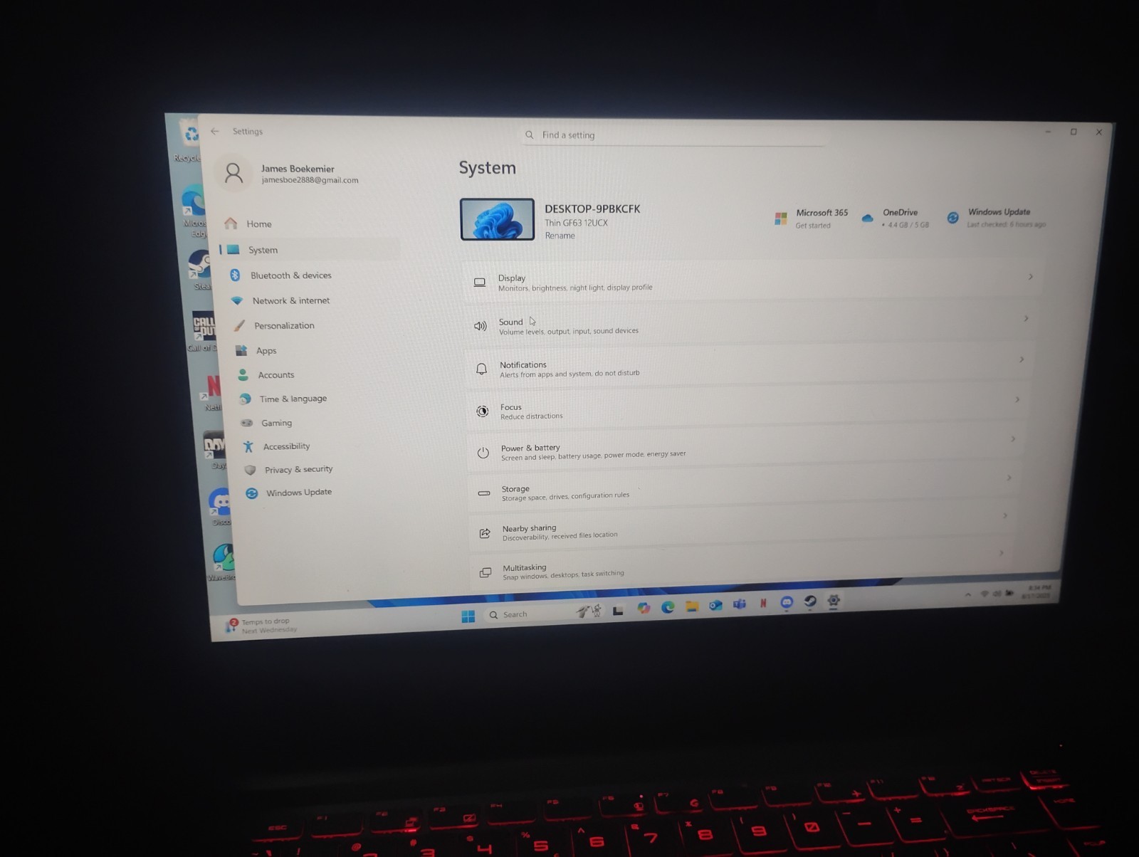 MSI Thin GF63-12UCX (upgraded) To Ram 32gb Stick Of 3200mhz Ram Nvme 1tbStorag
