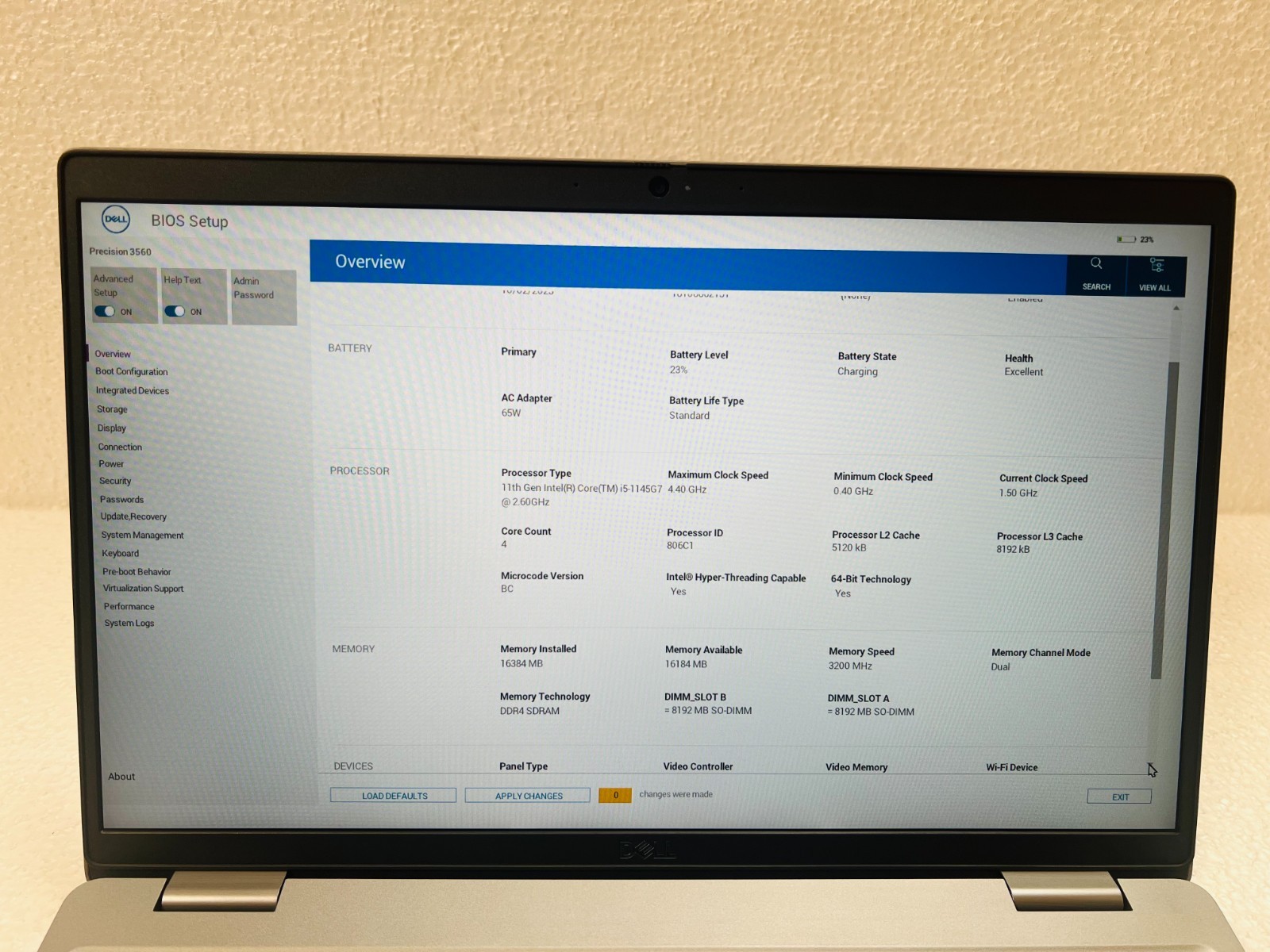 Dell Precision 3560 Laptop Workstation Intel i5 16GB RAM 256NVMe SSD Win 11 PRO
