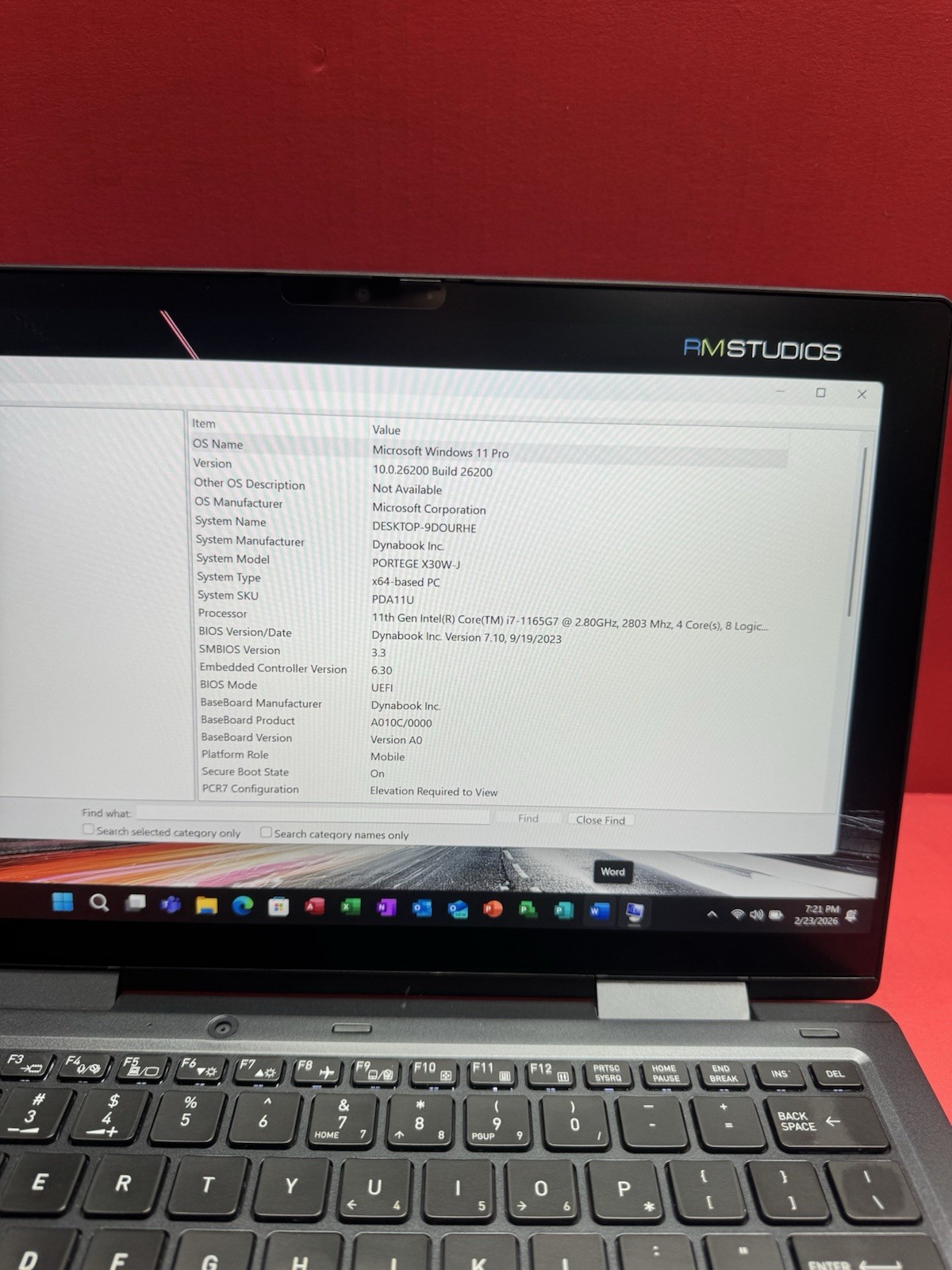 Dynabook Portege X30W-J 13″ Touch Laptop-11th i7-1185G7 2.8GHz 16GB RAM 512GB