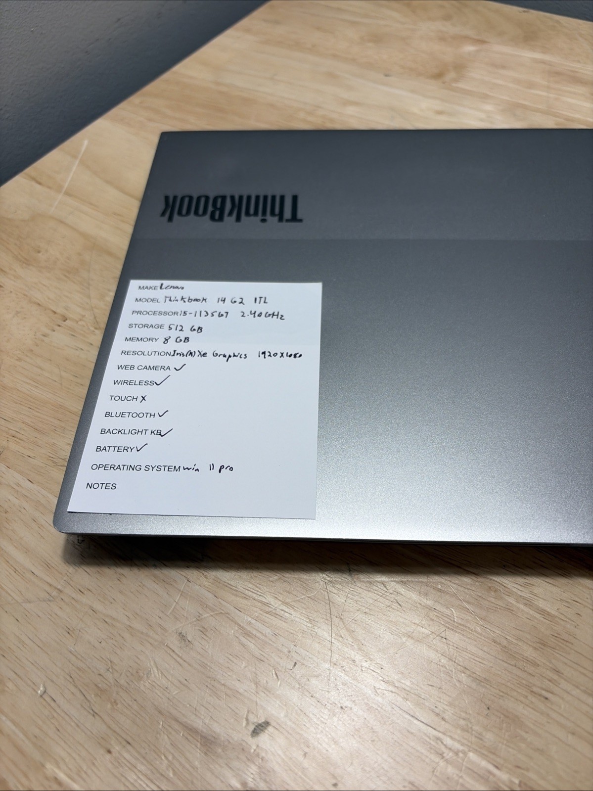 Lenovo ThinkBook 14 G2 ITL Core i5-1135G7 2.4GHZ 8GB 512GB WCam Win11 Cord