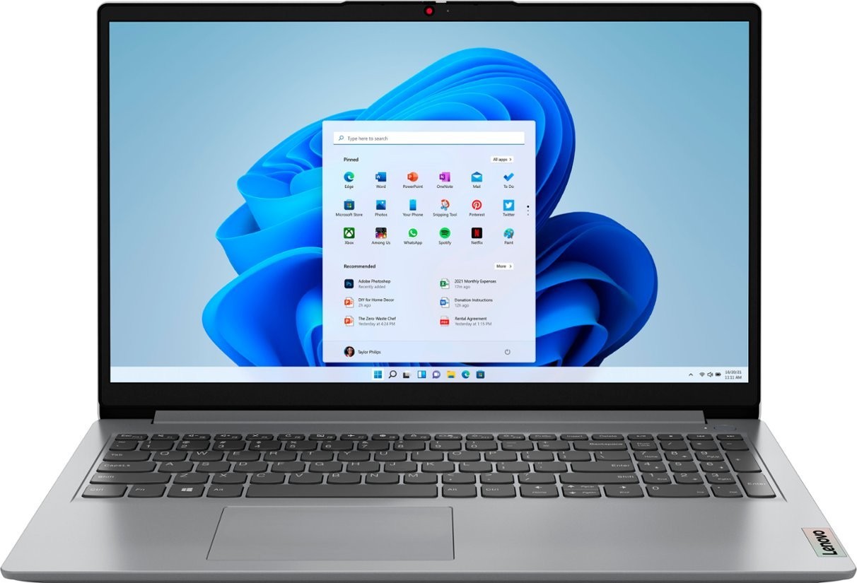 Lenovo Ideapad 1 15.6″ HD Laptop AMD Athlon Silver 7120U 4GB 128GB SSD Grey W11
