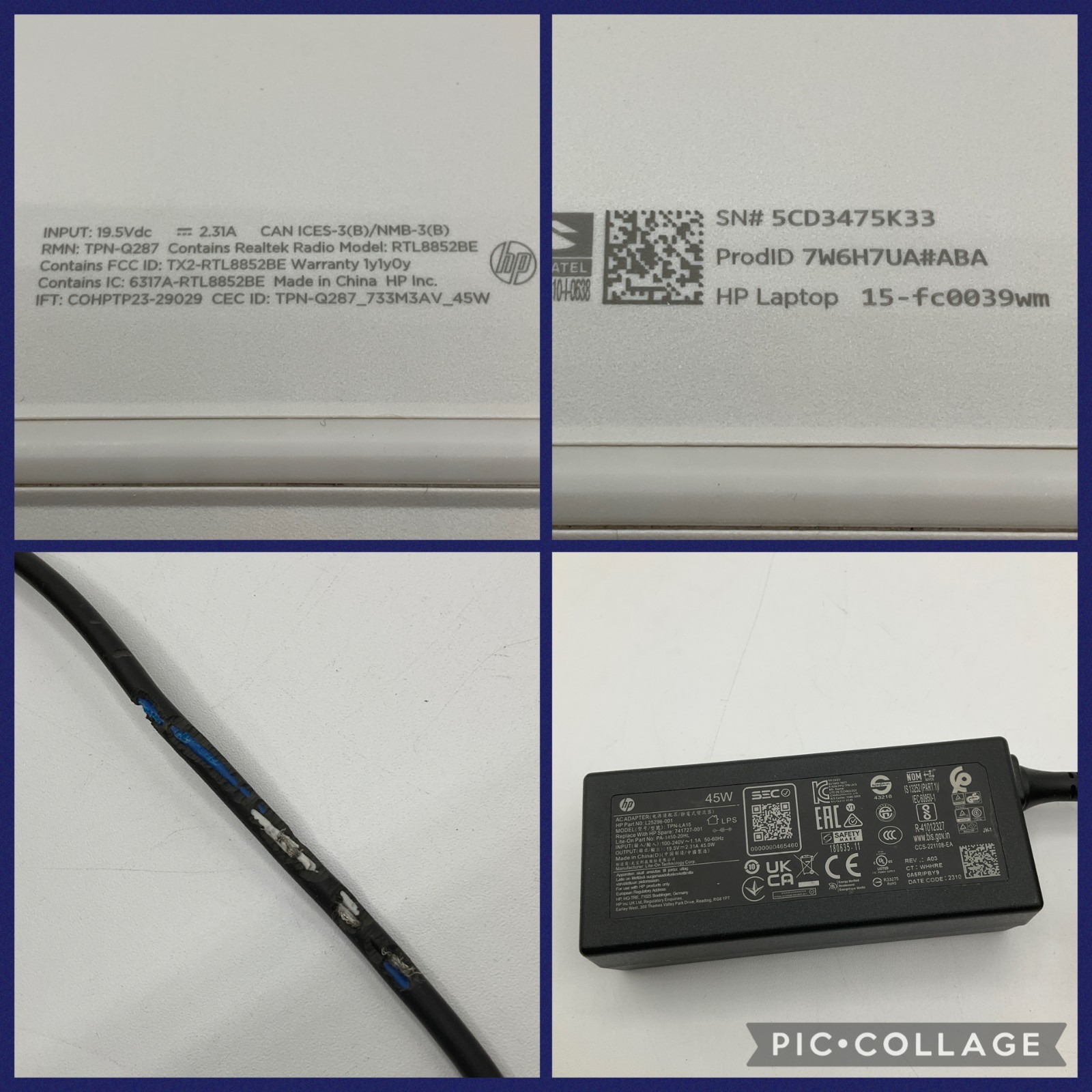 HP 15-fc0039wm 15.6″ Rose Gold Laptop AMD Ryzen 5 7520U @ 2.80 GHz 8GB 256GB