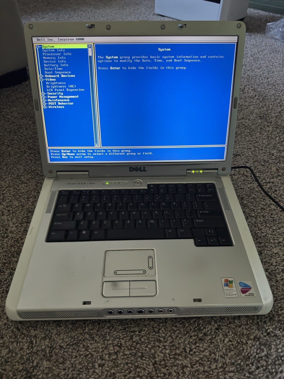 Dell Inspiron 6000 PP12L Pentium M 512MB RAM No HDD No OS