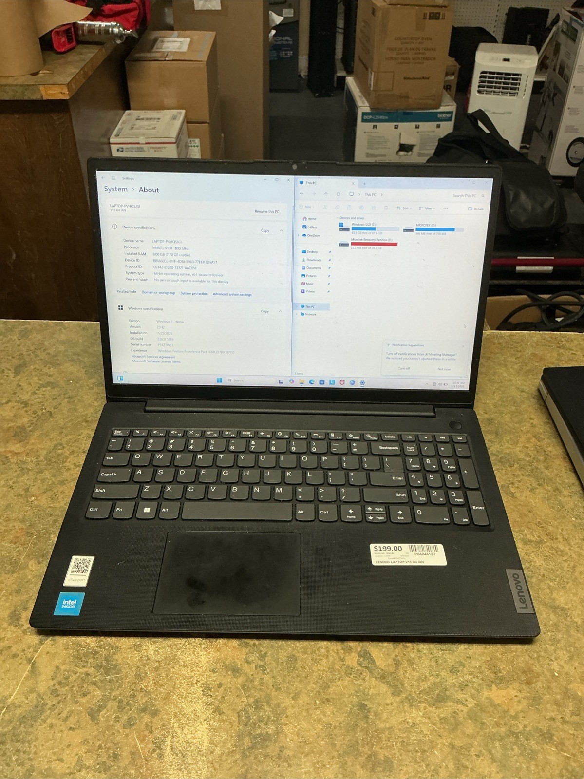 Lenovo V15 G4 15.6″ Laptop | 8GB RAM | 128GB SSD | Win11 | Fully Tested