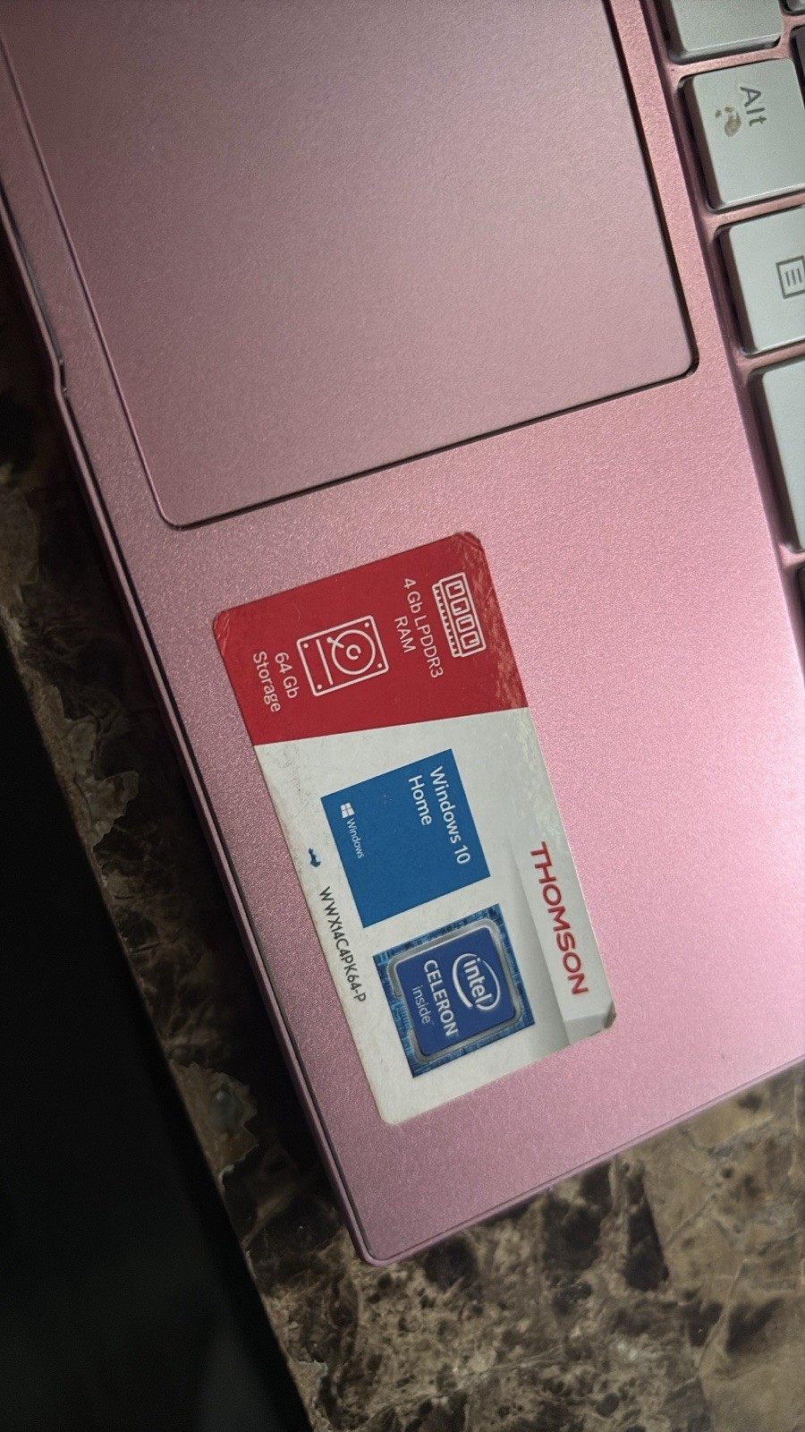 Thomson Laptop Windows 10 NEOX14 14.1 In-4Gb Ram- 4Intel 64Gb-METALCASE PINK