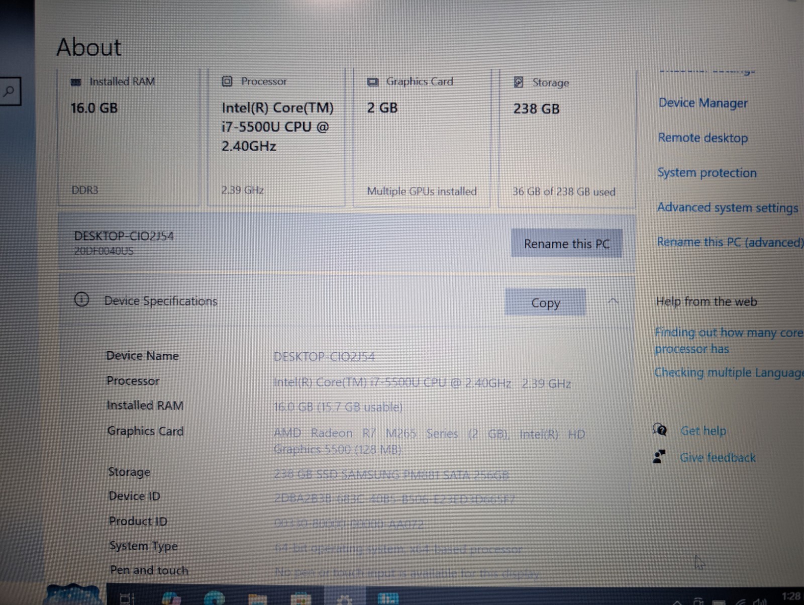 Lenovo ThinkPad E550 | i7 5th 16GB RAM 256GB SSD | AMD DVD-RW FHD Win 10 Pro
