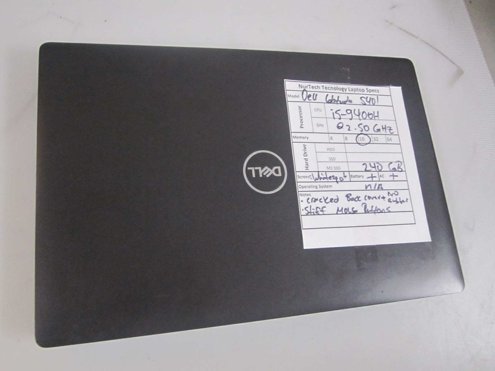 Dell Latitude 5401 14″ i5-9400H 2.5GHz 16GB/240GB m2SSD Laptop +AC NOOS READ_