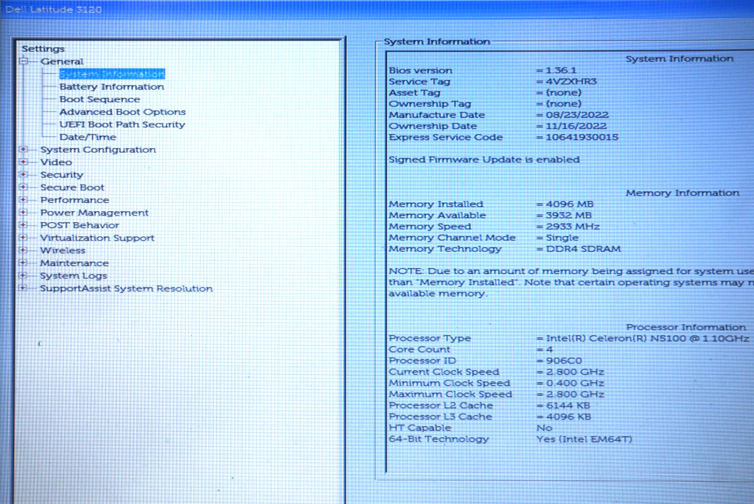Dell Latitude 3120-Intel Celeron N5100 1.10GHz 4GB RAM 128GB SD-No OS No Battery