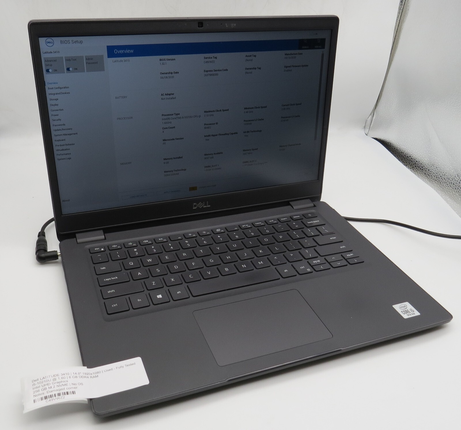 Dell Latitude 3410-14-i5-10210U@1.60GHz-8GB DDR4 RAM-256GB M.2 SATA-NO OS-READ