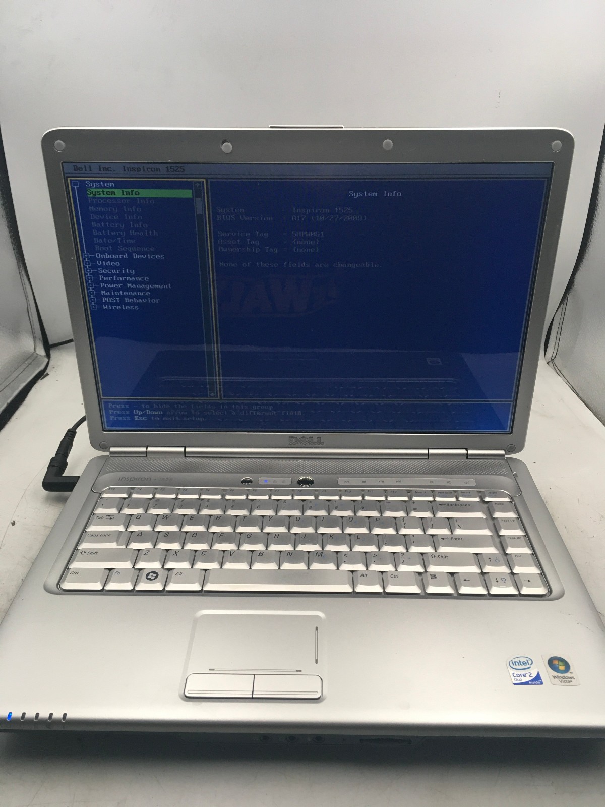 DELL INSPIRON 1525 – BOOTS TO BIOS – INTEL PENTIUM DUAL CORE – 4GB RAM – READ-BB