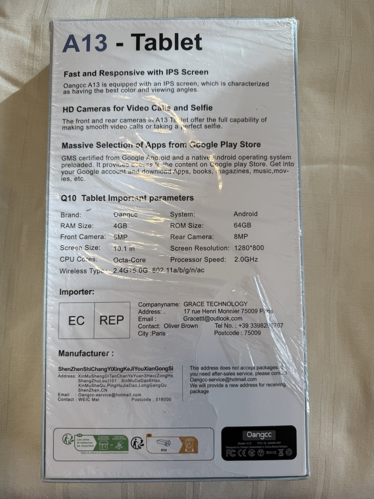 Oangcc A13 10.1” Android Tablet 4GB/64GB w/ Keyboard – NEW & SEALED