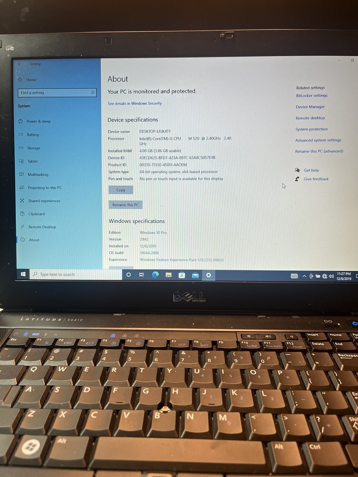 Dell Latitude E6410 Windows 10 Pro 64-bit Intel Core i5-520M 4GB RAM 160GB HDD