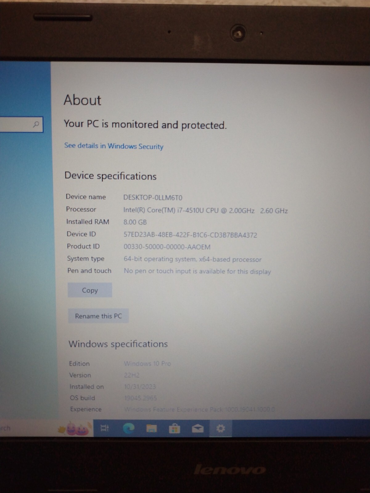 Lenovo Thinkpad Edge E40 14″ Intel Core i7-4510U 2GHz 8GB Ram 1TB HD Win10 8500M