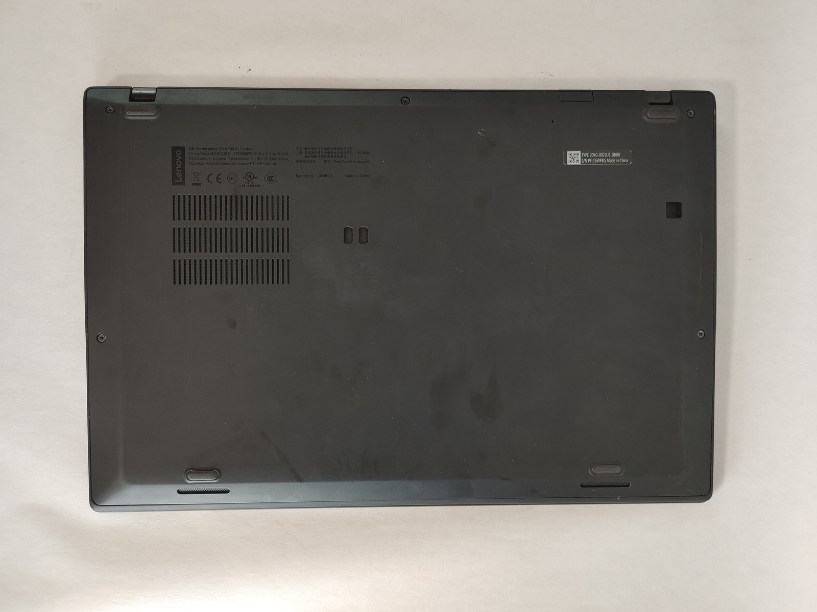 Lenovo ThinkPad X1 Carbon 6th Core i7-8550U 1.80 GHz 16 GB DDR3 No HDD
