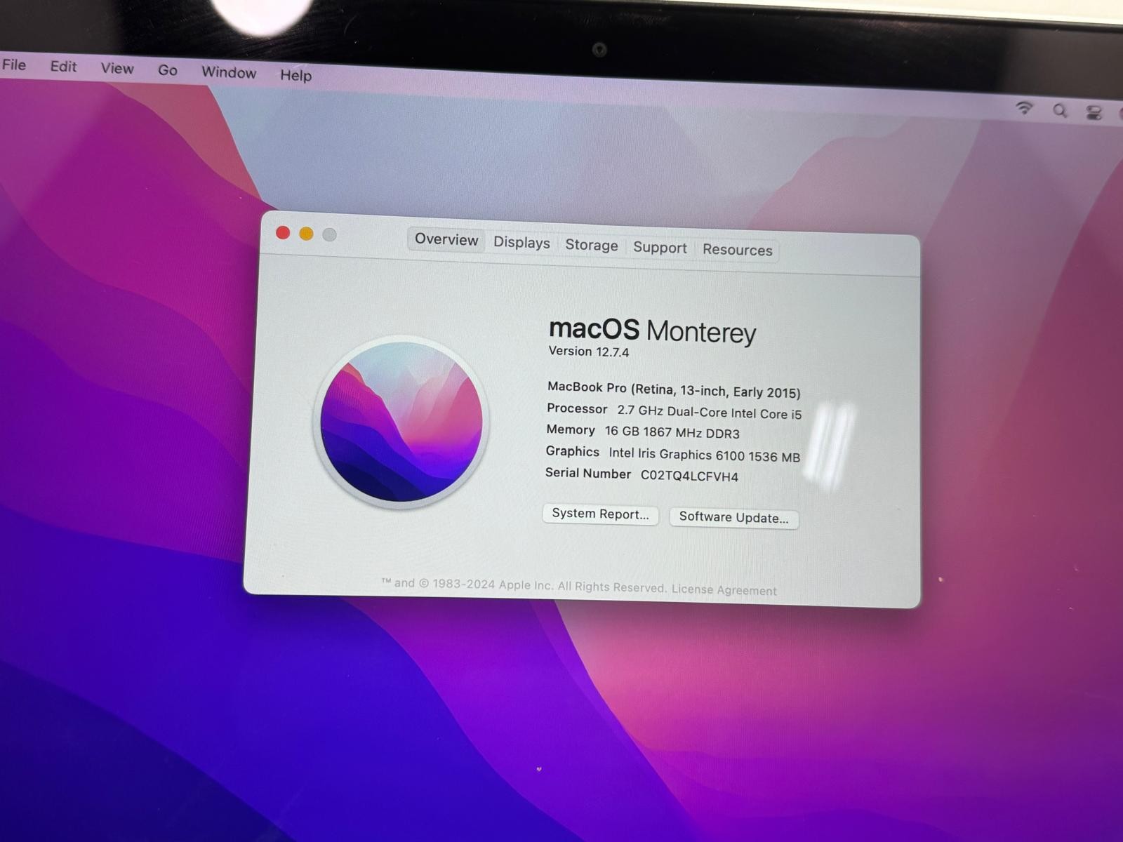 Apple MacBook Pro Early 2015 A1502 Core I5 16GB RAM 250GB SSD