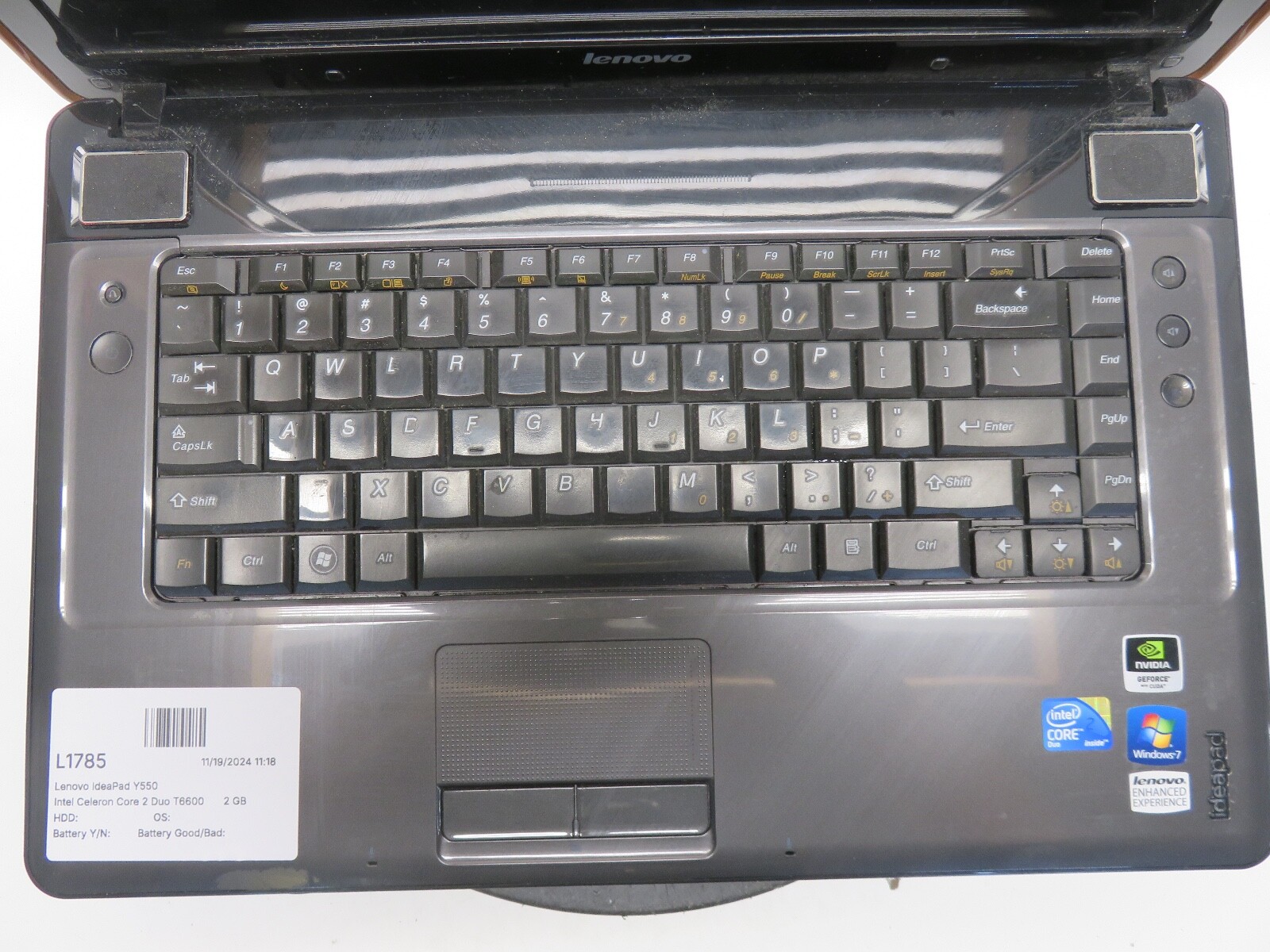Lenovo IdeaPad Y550 Intel Celeron Core 2 Duo T6600 2.2GHz 2 GB NO HDD No Batt