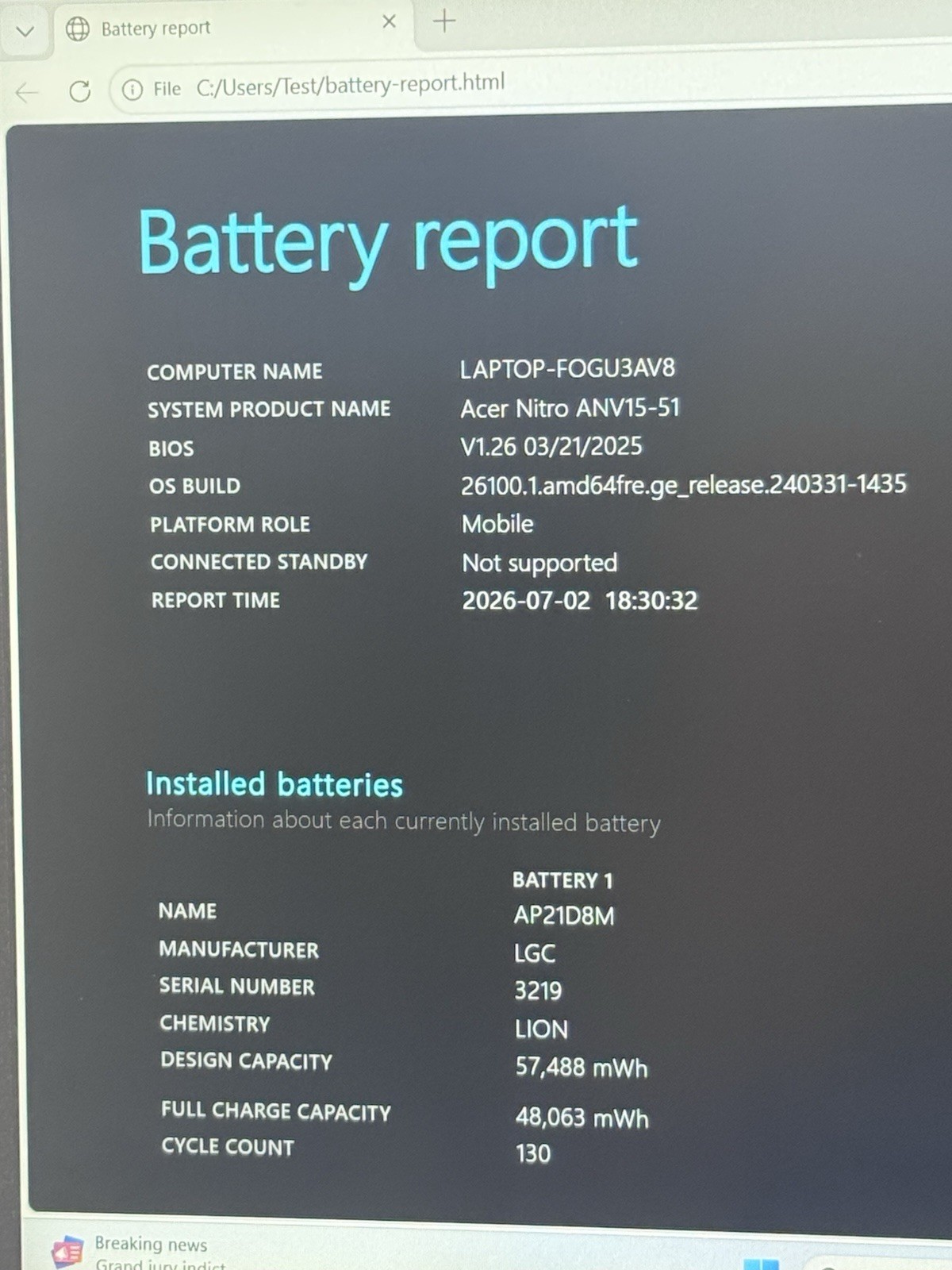 Acer Nitro V 15 165Hz FHD i5-13420H 8GB 512GB SSD RTX 4050 READ