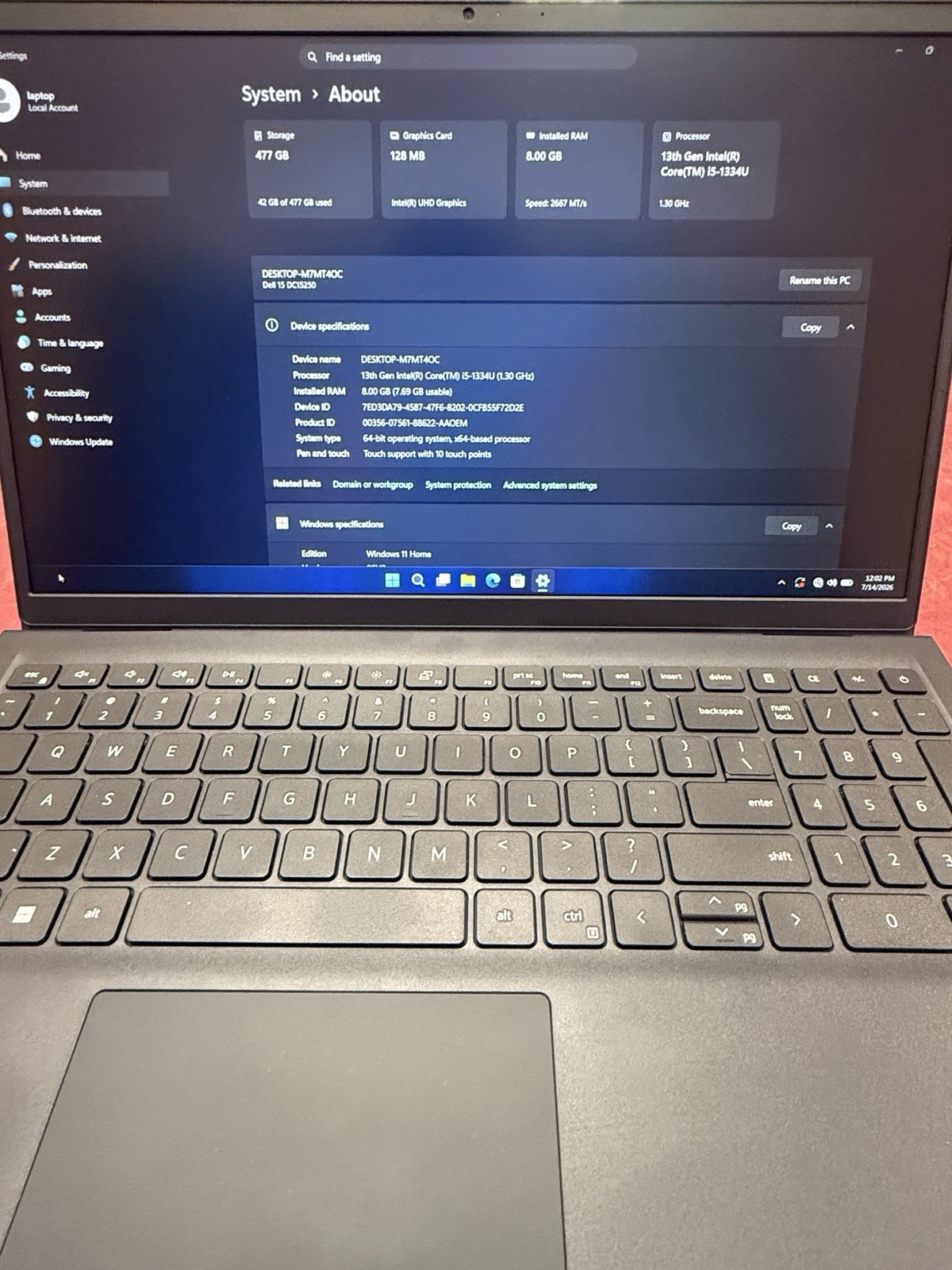 Dell DC15250, 15″ QHD Touch, i5-1334U, 8GB RAM, 512GB SSD, Win 11 Home, Warranty