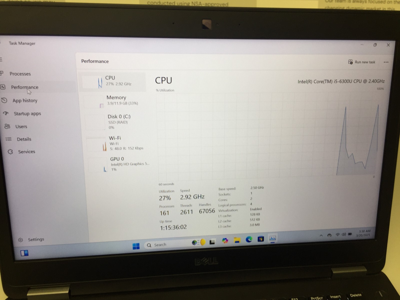 Dell Latitude E7470 14″ 256GB SSD Core i5 6th gen 2.40GHz, 12GB WIN 11 PRO