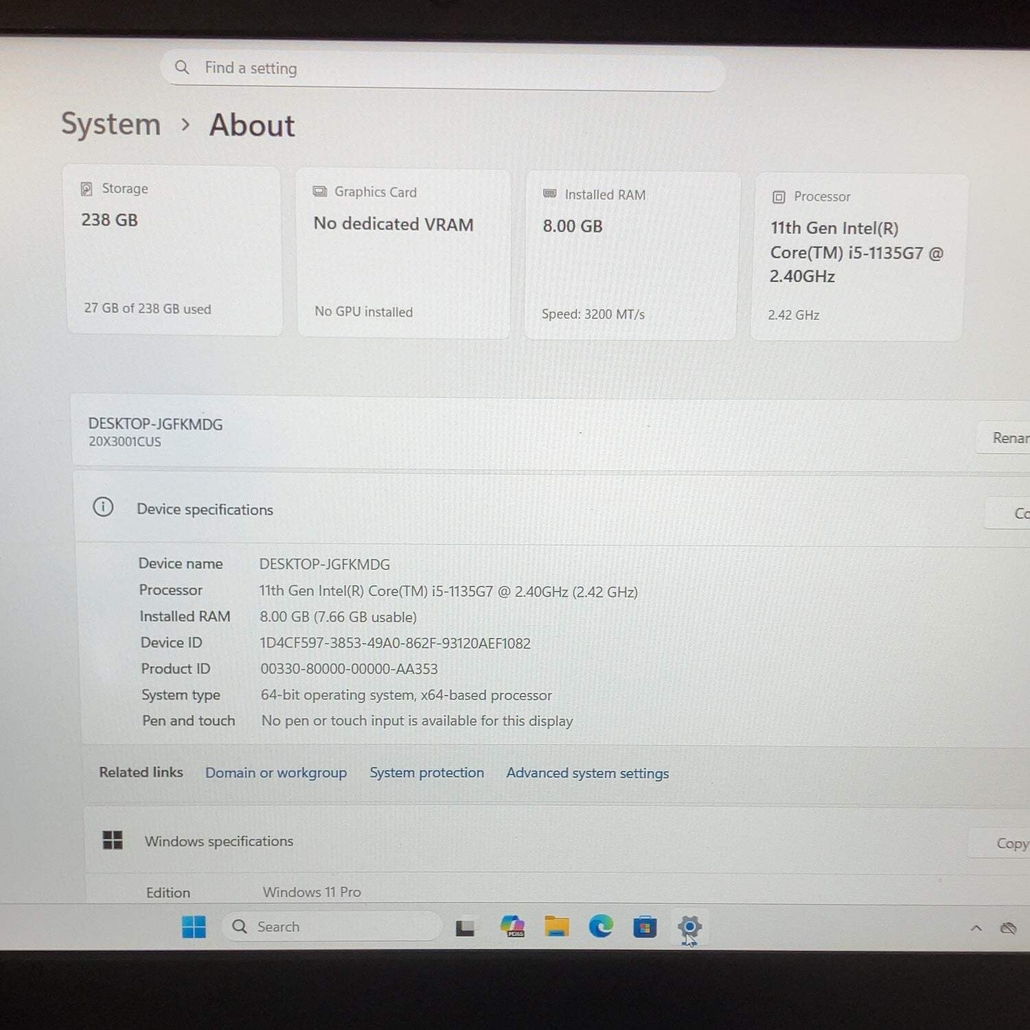 Lenovo ThinkPad L15 Gen 2 15.6″ i5-1135G7 2.4GHz 8GB RAM 256GB SSD WIN 11
