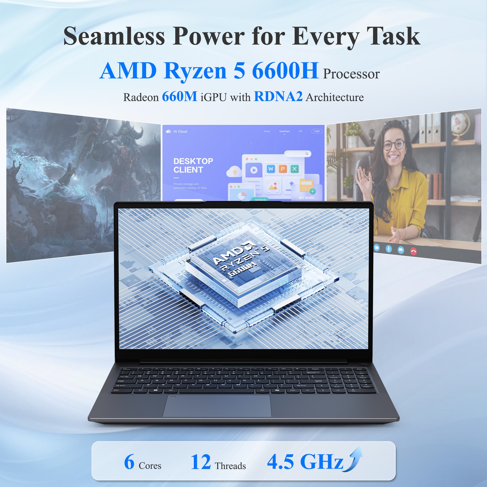 15.6 Gaming Laptop AMD Ryzen 5 6600H 6-Cores 660M 32GB DDR5 RAM 1/2TB SSD 4.5GHz