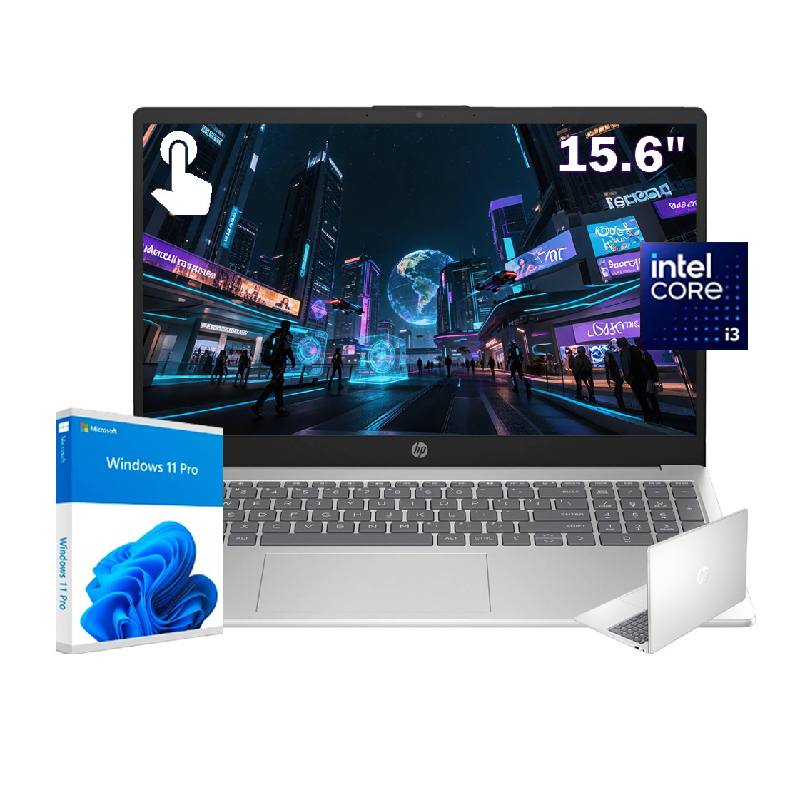 HP 15.6″ Touch Laptop, Intel Core i3, 16GB RAM + 512GB SSD, Windows 11 Pro