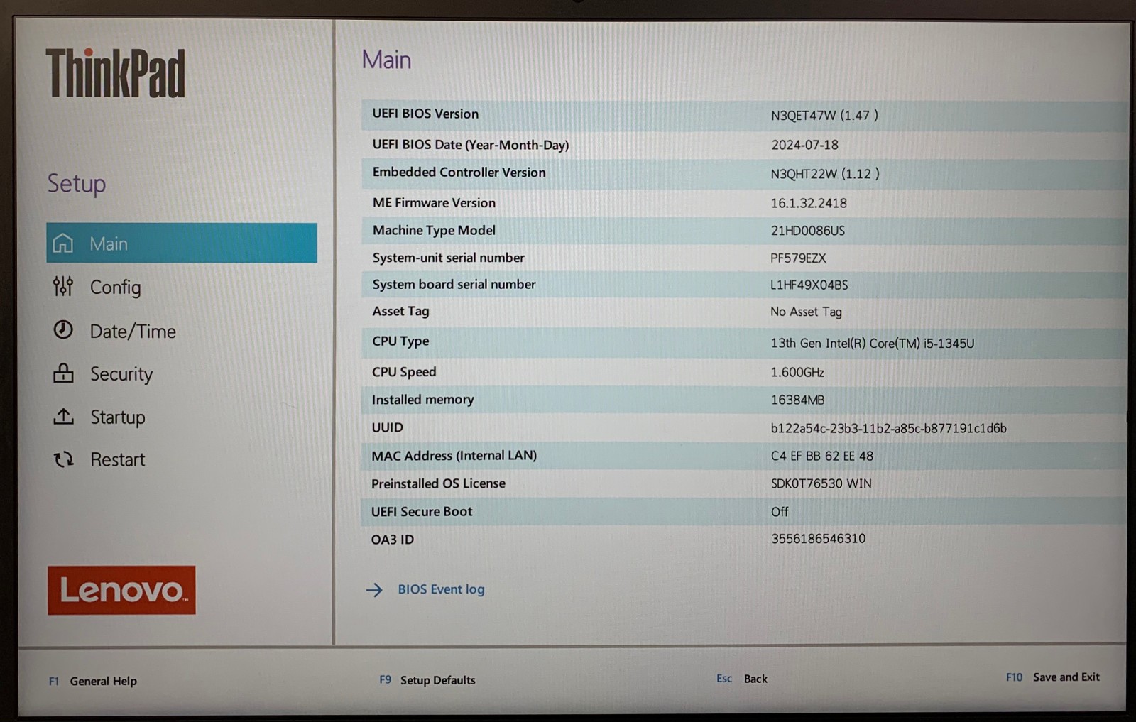Lenovo ThinkPad T14 Gen 4 14″ Laptop i5-1345U 16GB RAM 256GB NVMe, As Is