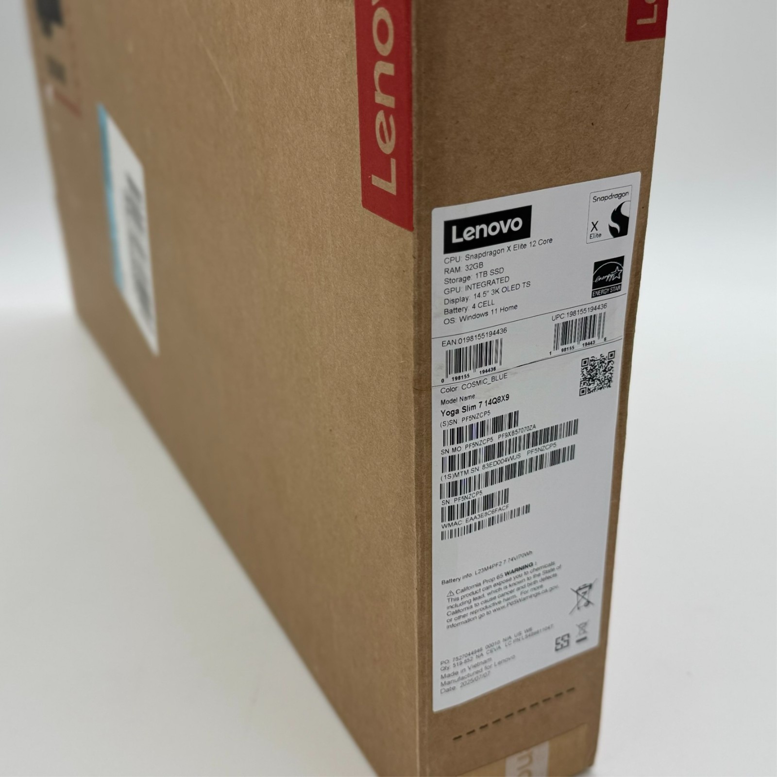 Lenovo Yoga Slim 7x 14.5″ 3K OLED Touch Snapdragon X Elite 32GB 1TB Blue