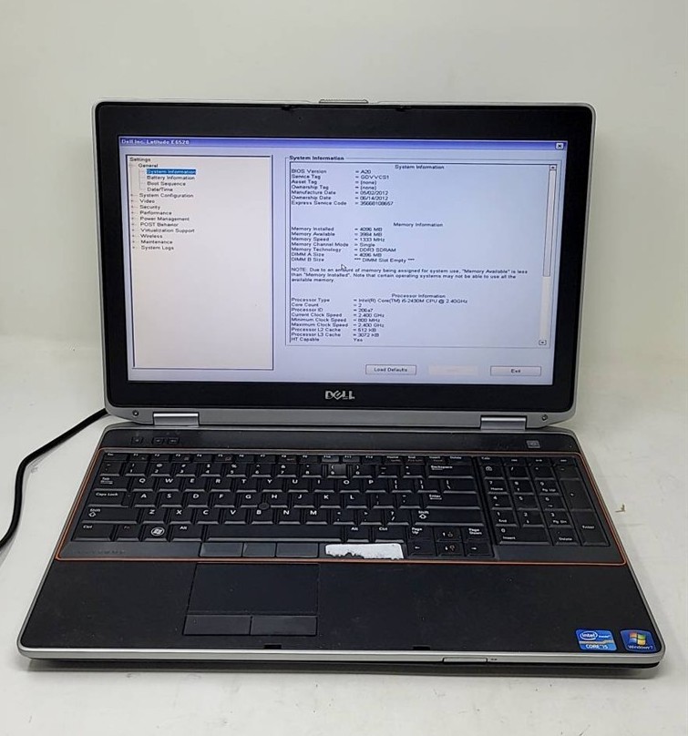 DELL LATITUDE E6520 Laptop Intel I5-2430M 4GB SEE NOTES