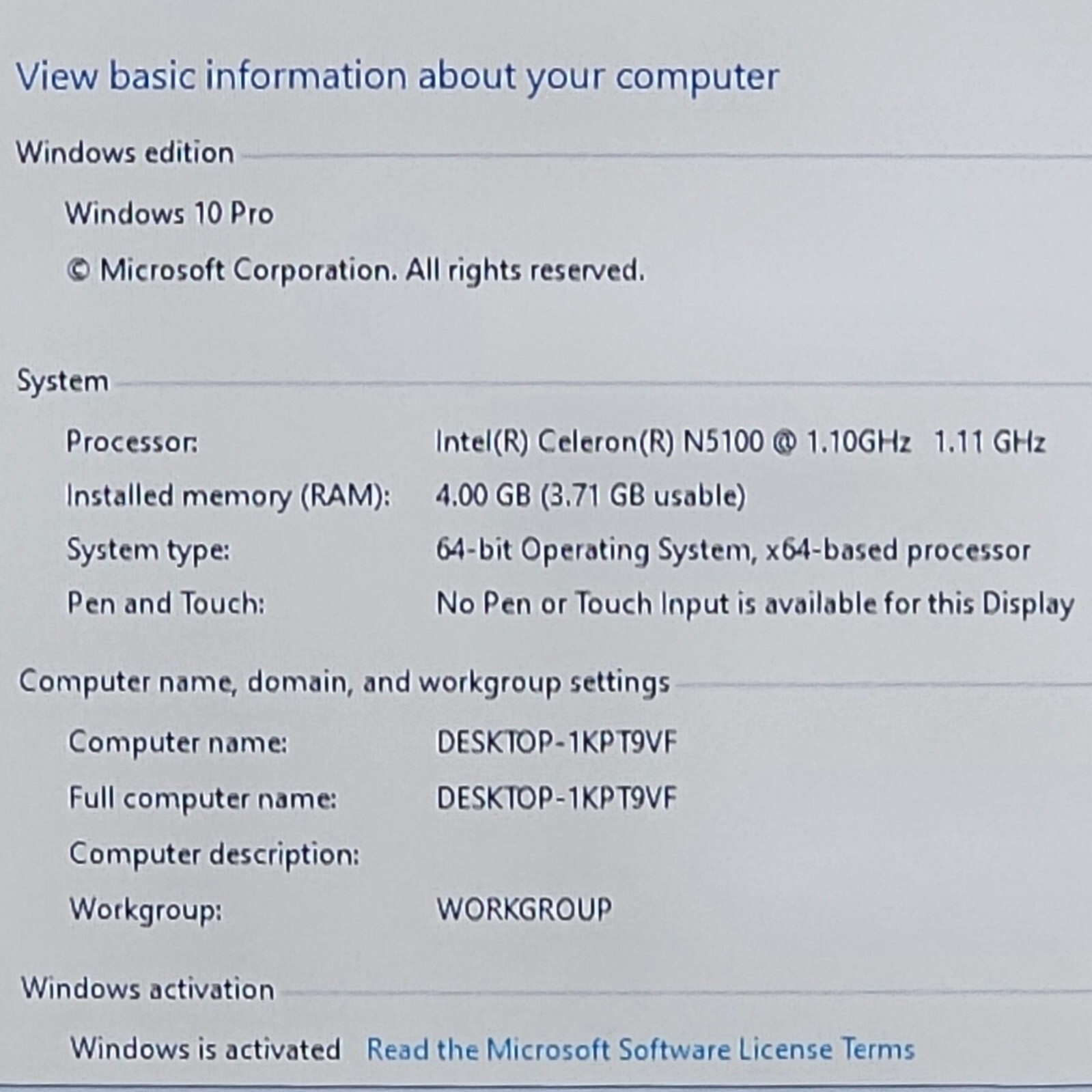 HP PROBOOK FORTIS G9 14″ CELERON N5100@1.10GHz 4GB RAM 64GB SSD W10P w/CHARGER