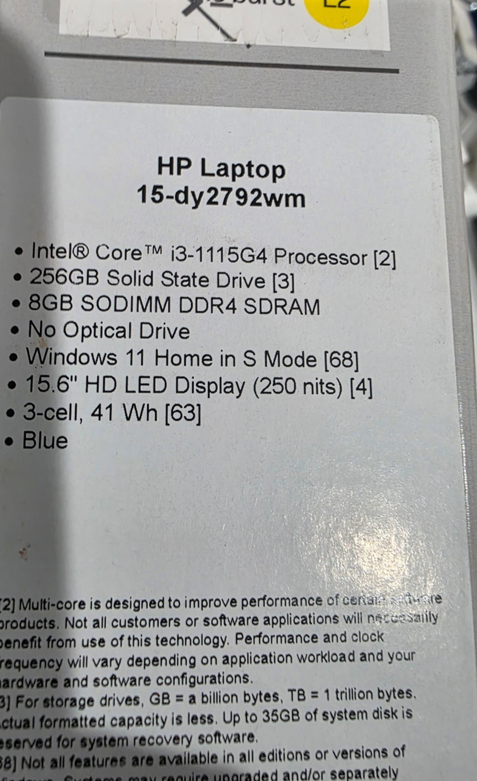 HP 15-dy2792wm 15.6″ Laptop i3-1115G4 8GB RAM, 256GB SSD, Win11, Spruce Blue