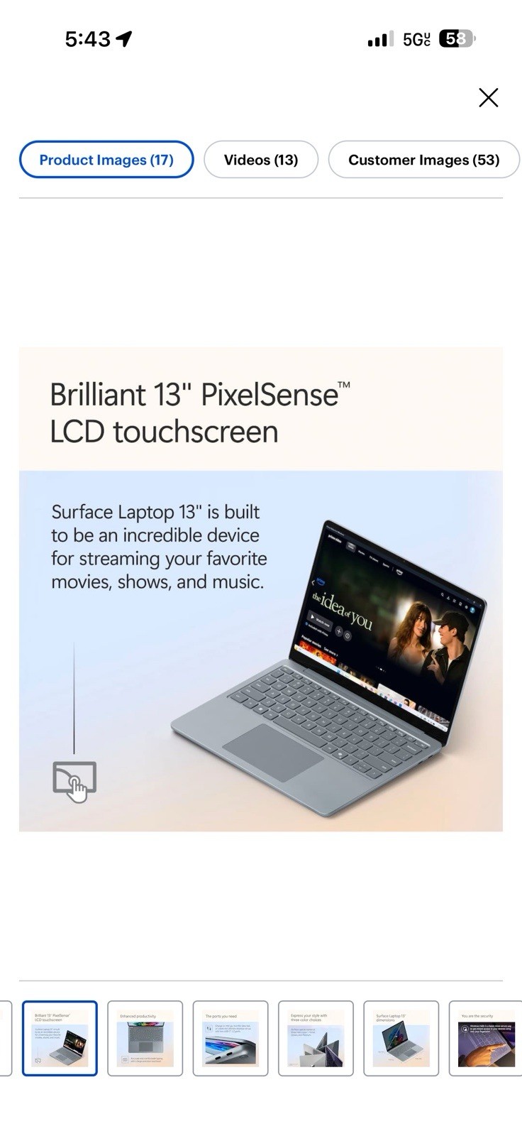 Microsoft Surface Laptop 13″ Snapdragon X Plus 16GB 512GB Touch, Ocean 2025