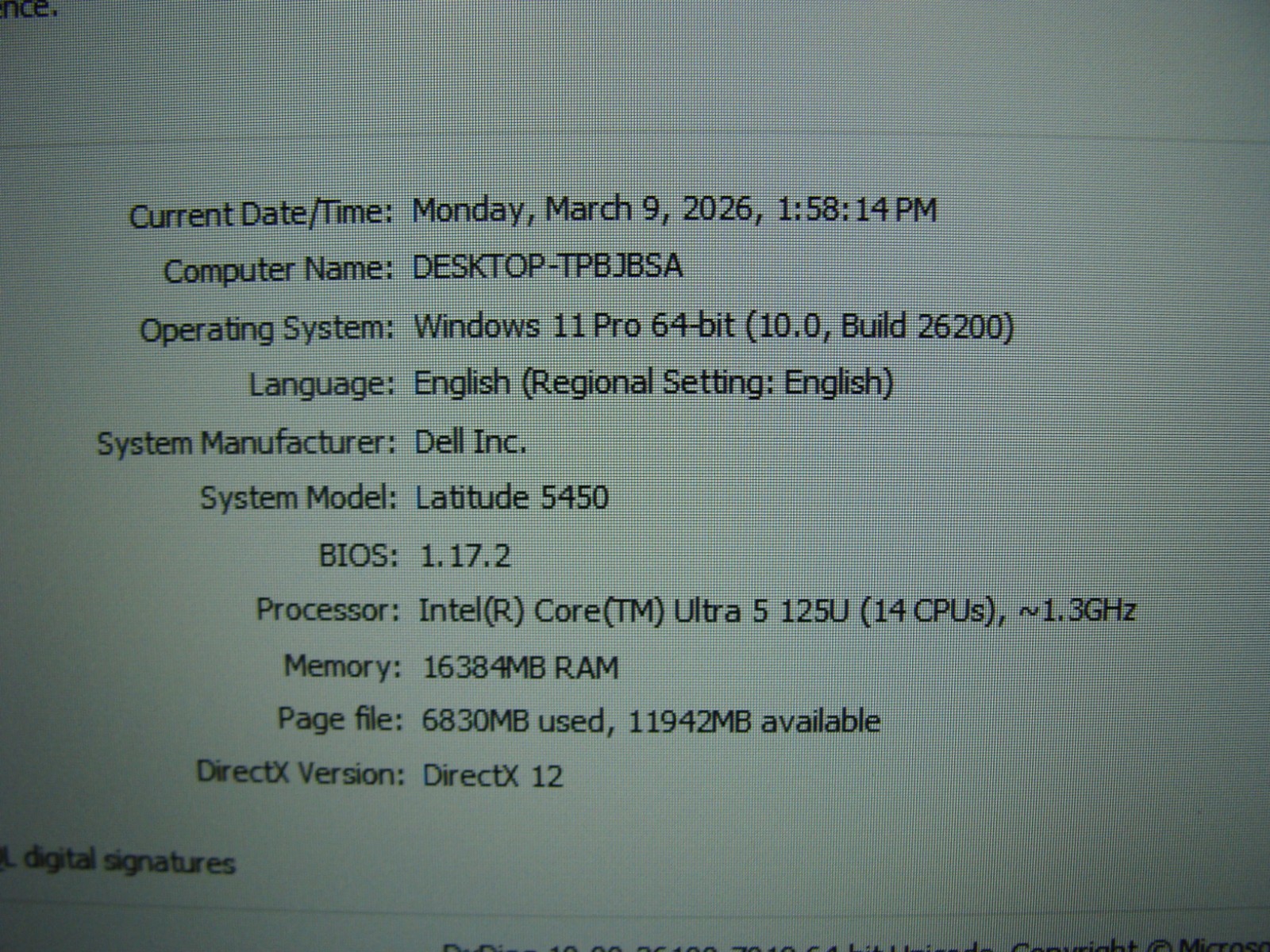 Dell Latitude 5450 14” FHD core Ultra 5 125U 1.3GHz 16GB 256GB W11P WRTY 08/2027