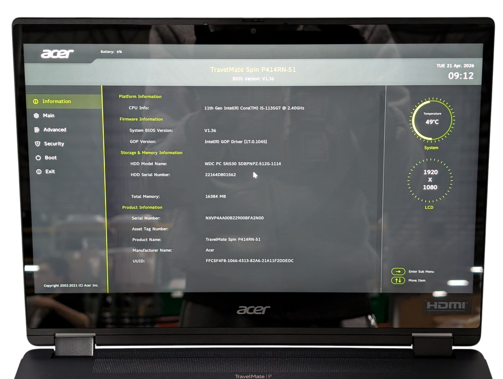 Acer TravelMate Spin P414RN-51 – 14″ i5 – 2.40GHz – 16GB RAM 512GB SSD – Grade D