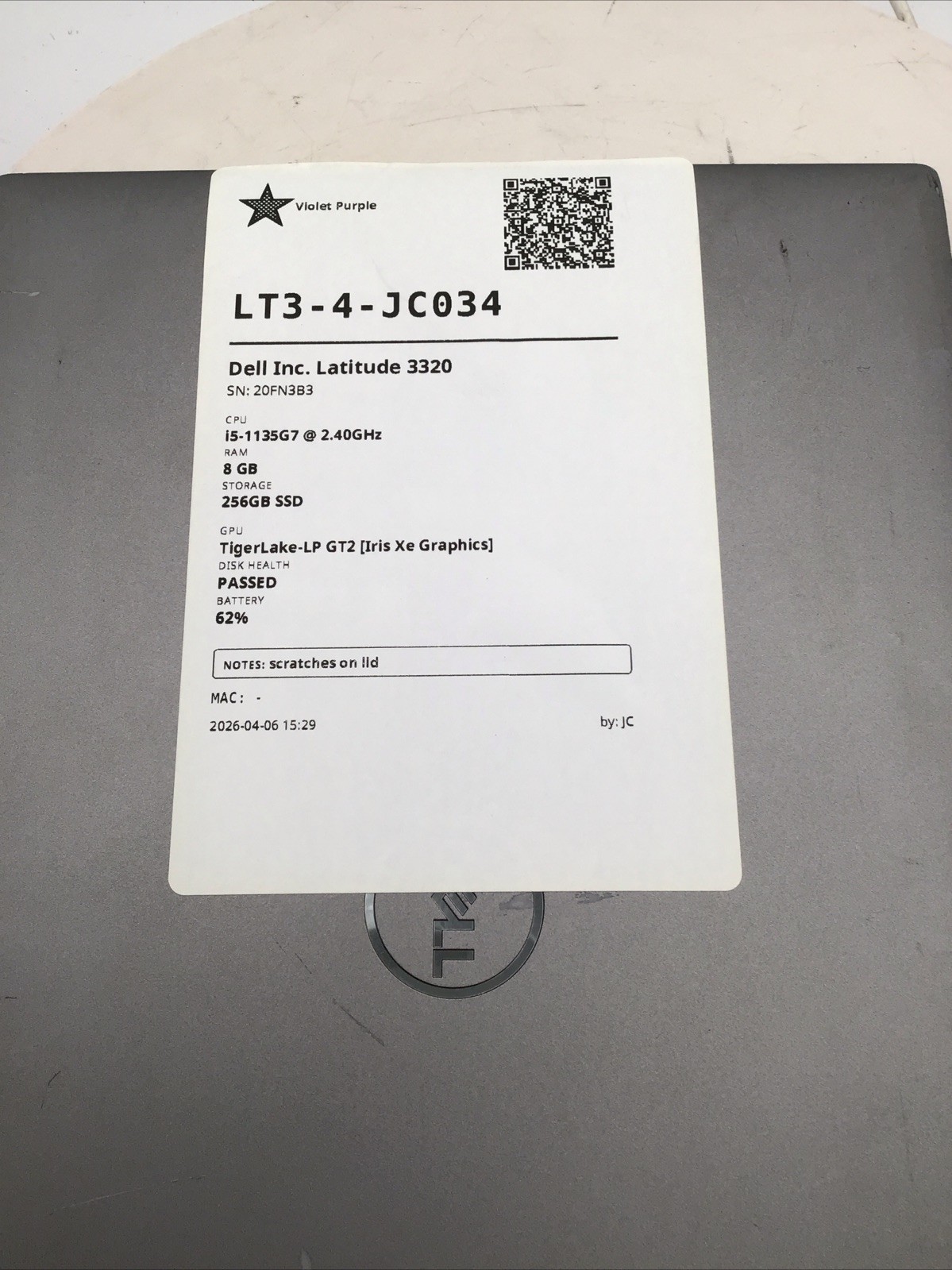 Dell Latitude 3320 13.3″ Laptop i5-1135G7 8GB RAM 256GB SSD Win11Pro Used READ